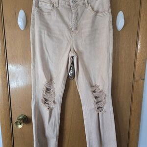 Distressed Tan Women Jeans
